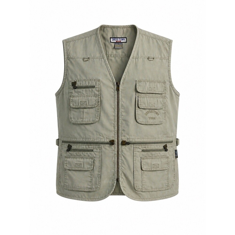 VTG 90s Y2K Dress Town York Men XL Utility Cargo Vest Khaki Multi Pocket Tennis